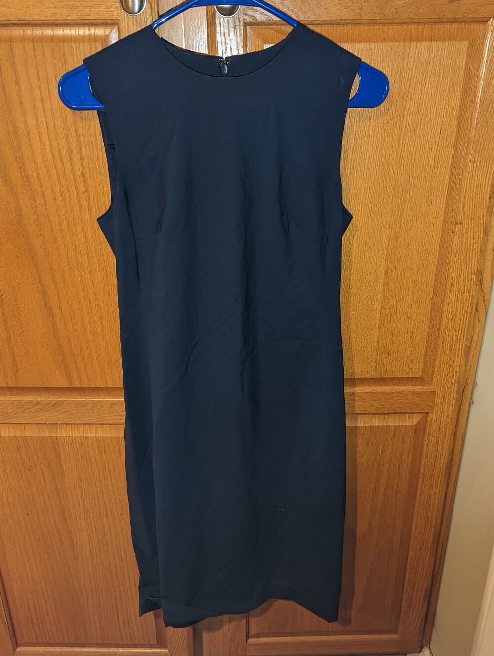 Theory wool mix office navy blue sleeveless dress women size 0 XS knee length A